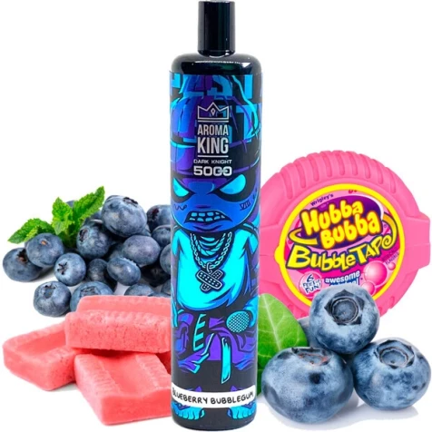 Безнікотинова Одноразова Електронна Сигарета Aroma King Dark Knight Blueberry Bublegum (Чорниця Жуйка) (5000 Затяжок)